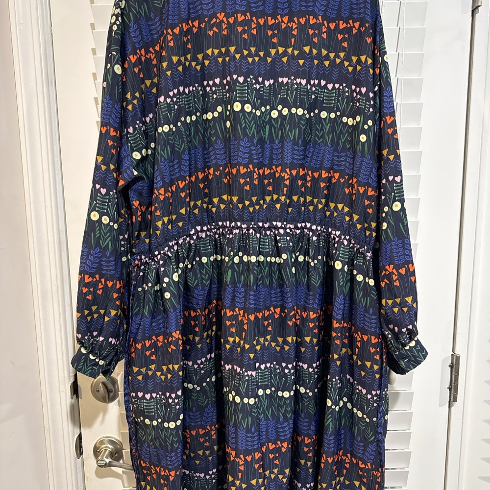 Beautiful and elegant teal sleeveless dress with a black velvet-style flocked da - Picture 5 of 6